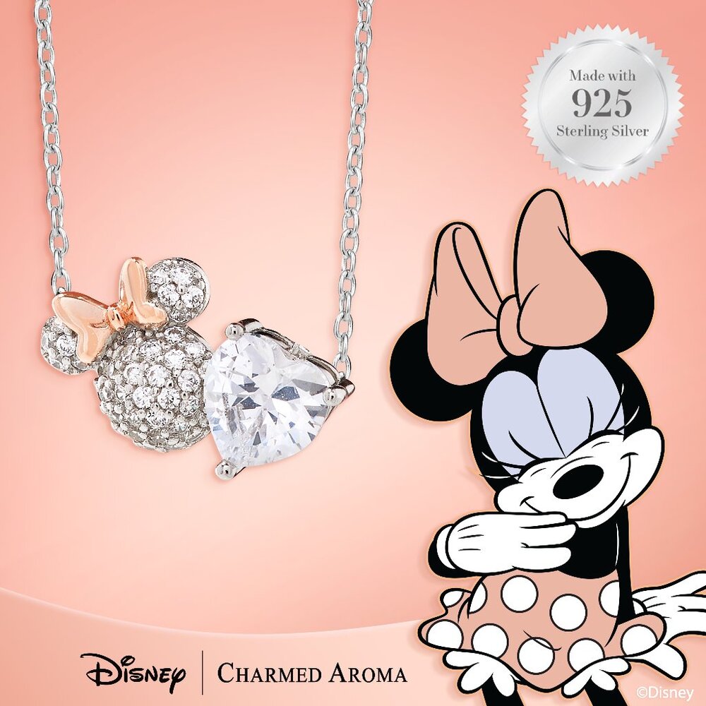 Disney Minnie Mouse Necklace, 925 Sterling Silver Charmed Aroma